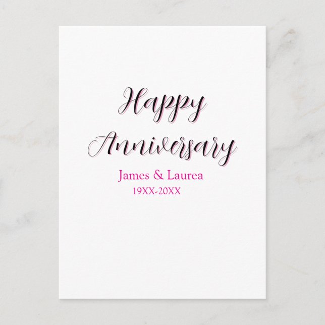 Happy anniversary wedding name date year simple mi postcard (Front)
