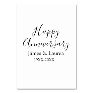 Happy anniversary wedding name date year simple mi table number