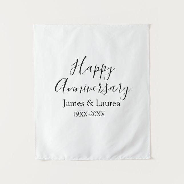 Happy anniversary wedding name date year simple mi tapestry (Front)