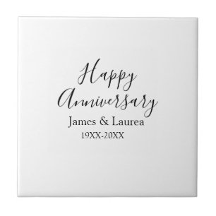 Happy anniversary wedding name date year simple mi tile