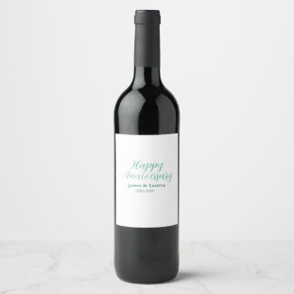 Happy anniversary wedding name date year simple mi wine label