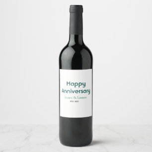 Happy anniversary wedding name date year simple mi wine label