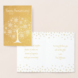 Happy Anniversary Whimsical Tree Flowers Card