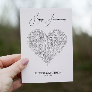 Happy Anniversary Word Cloud Thank You Card