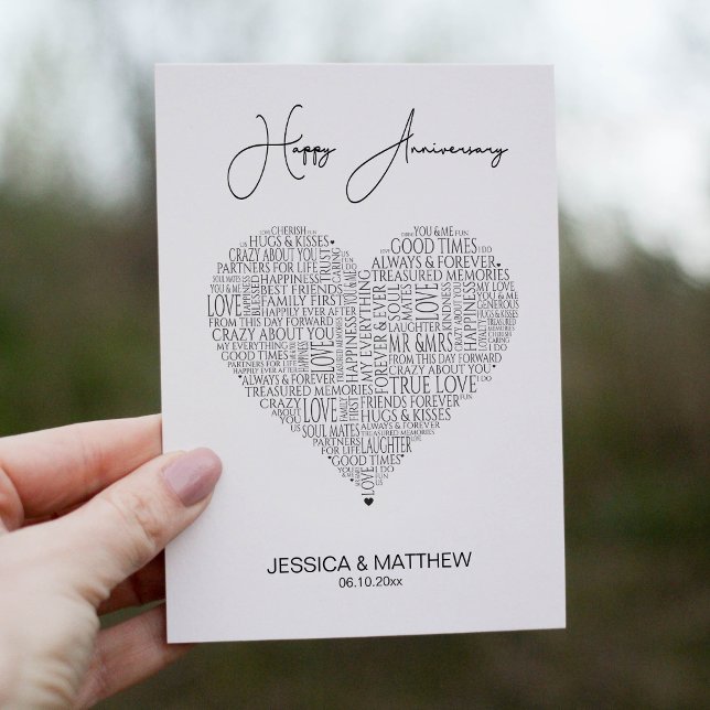 Happy Anniversary Word Cloud  Thank You Card (Creator Uploaded)