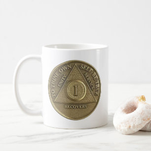 Happy Anniversary Year 1 Medallion Coin Coffee Mug