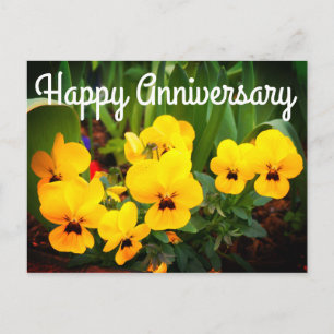 Happy Anniversary Yellow Pansy #1 Postcard