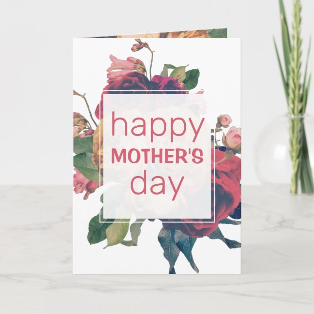 Happy Antique Roses Vintage Boho Mother's Day Card (Front)