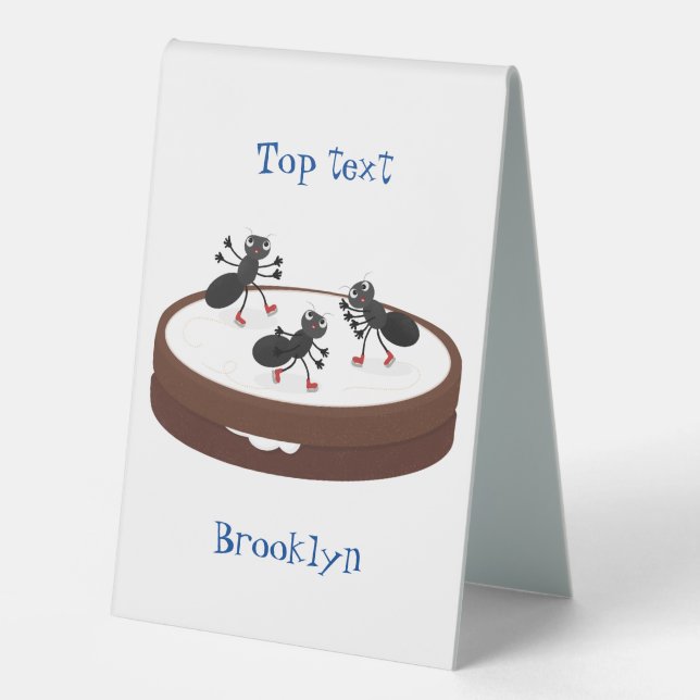 Happy ants ice skating on cookie cartoon (Front)