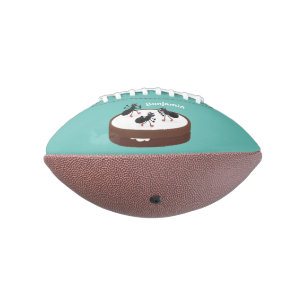 Happy ants ice skating on cookie cartoon american football