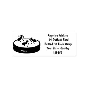 Happy ants ice skating on cookie cartoon rubber stamp