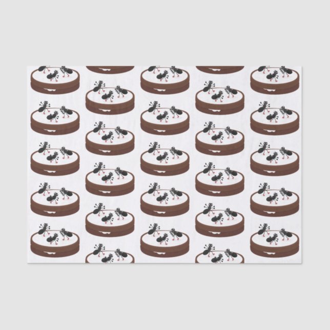 Happy ants ice skating on cookie cartoon tissue paper (Front)