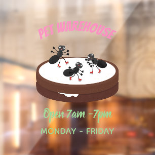 Happy ants ice skating on cookie cartoon window cling