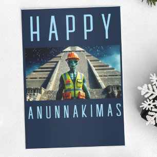 Happy Anunnakimas Christmas Card Alien Pyramid