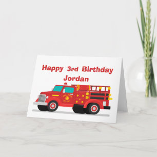 Happy Any Age or Year Custom Firetruck Birthday Card