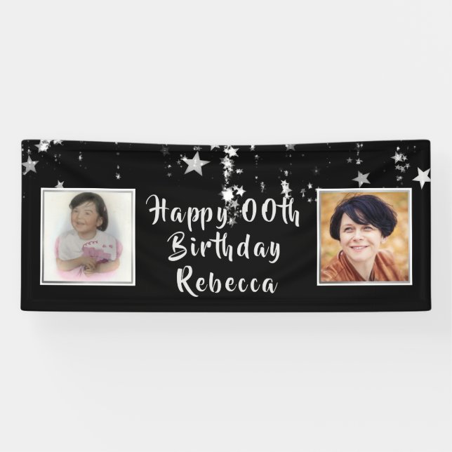 Happy ANY Birthday | Stars | Then & Now Photos Ban Banner (Horizontal)