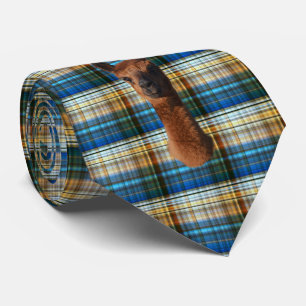 Happy Apacas On A Checked Tartan Print, Tie