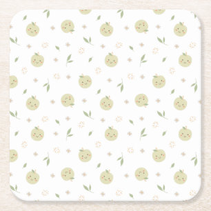 Happy Apples Pattern - Paper Coaster