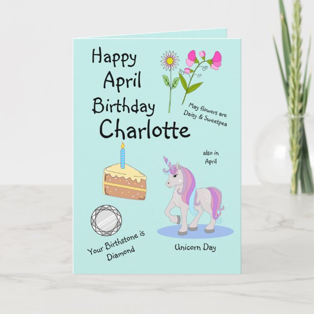 Happy April Birthday Folded Greeting Card (Front)
