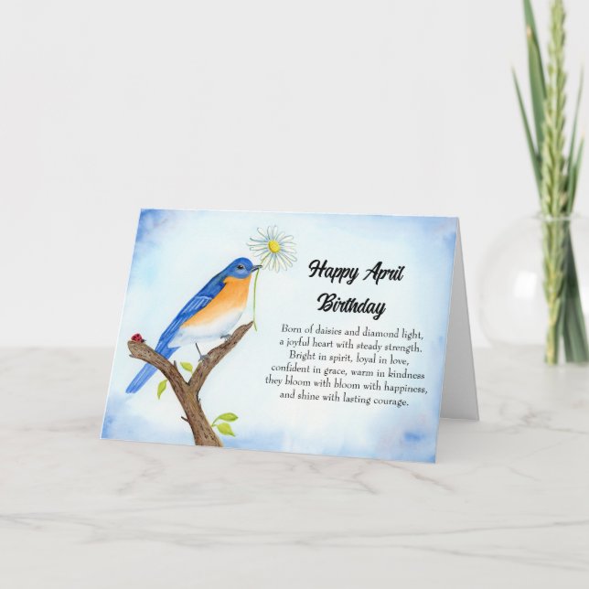 Happy April Birthday with Bluebird Card (Front)