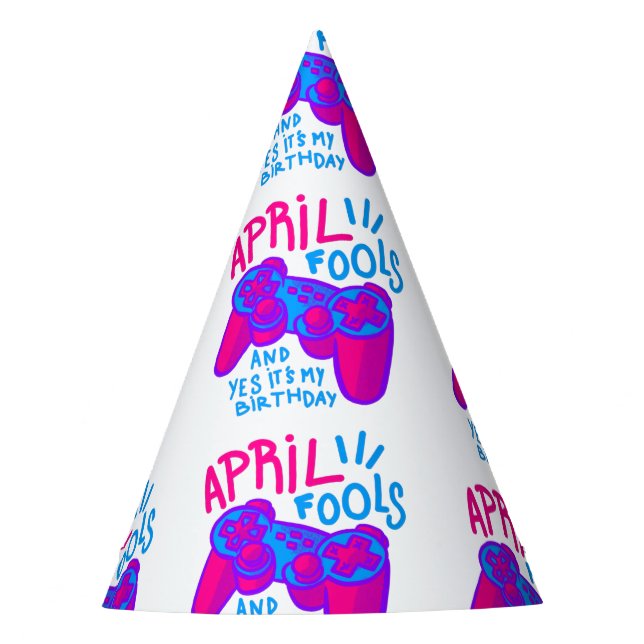 happy April Fools Day birthday gamer Party Hat (Front)