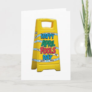Happy april fools day plastic yellow sign card