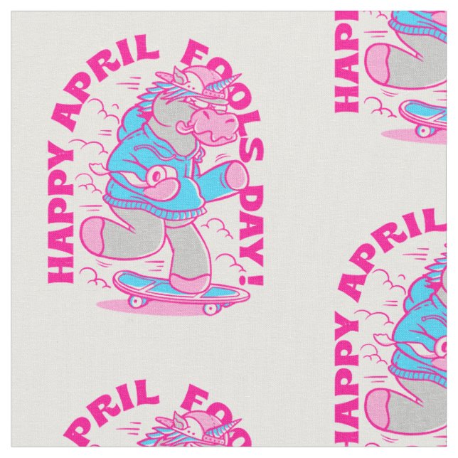 happy April Fools Day unicorn funny Fabric (Close Up)