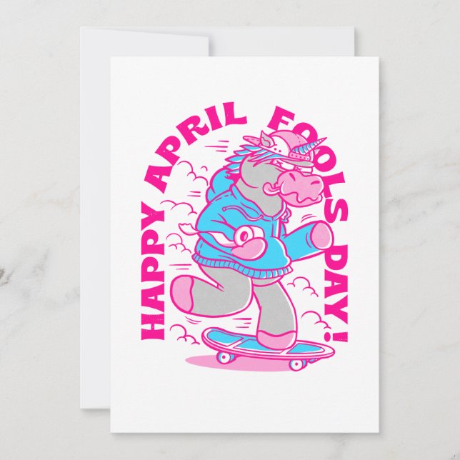 happy April Fools Day unicorn funny Invitation (Front)