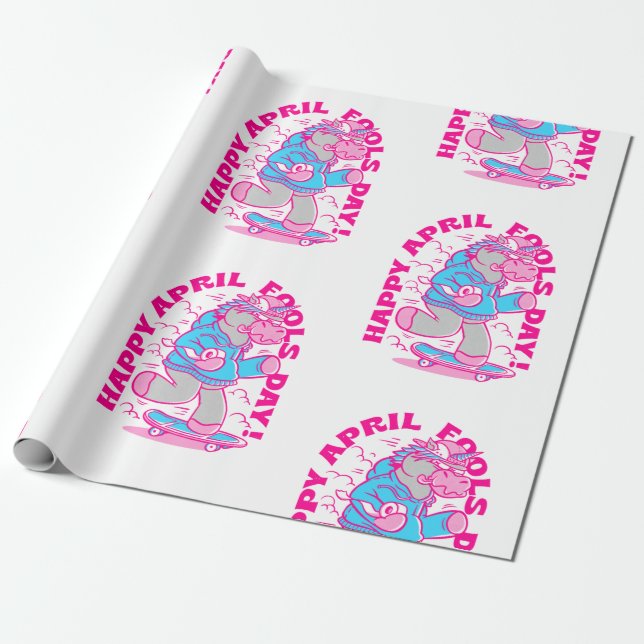 happy April Fools Day unicorn funny Wrapping Paper (Unrolled)