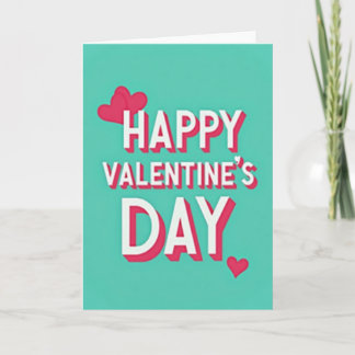 Happy Aqua Valentines 3D Hearts Card