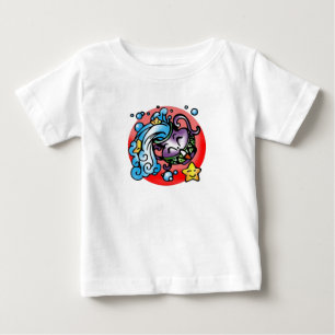 Happy Aquarius Purple Cartoon Vase spilling water Baby T-Shirt