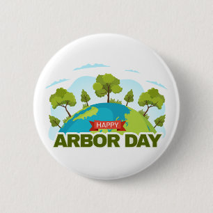 Happy Arbor Day 6 Cm Round Badge