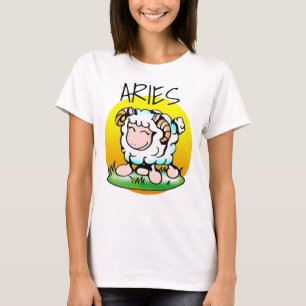 Happy Aries Ram Cartoon on Grass T-Shirt