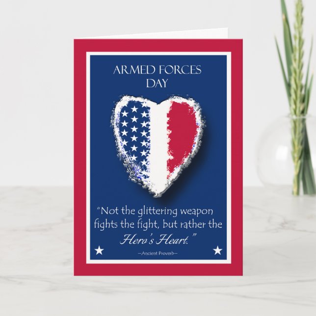 Happy Armed Forces Day, Patriotic Hero's Heart Card (Front)