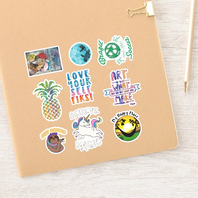 Happy Artsy Unicorn Sloth Sticker (Notebook)