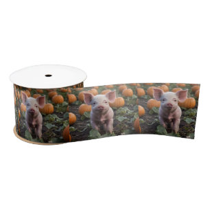 Happy As A Baby Pig In A Pumpkin Patch, Satin Ribbon