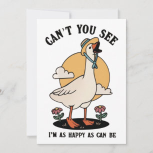 Happy As Can Be  Cute Happy Goose Thank You Card