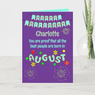 Happy August Birthday Folded Greeting Card