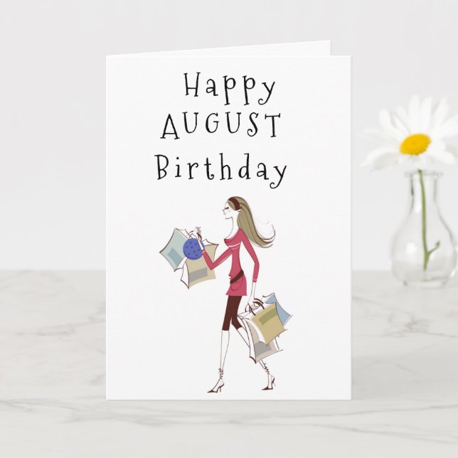 HAPPY ***AUGUST*** BIRTHDAY FOR **HER** CARD (Small Plant)