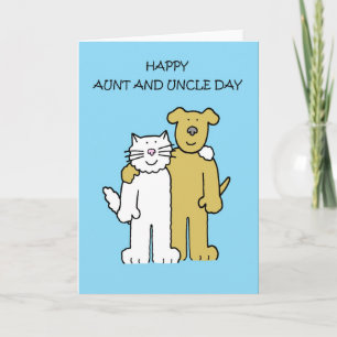 Happy Aunt and Uncle Day July 27th Cartoon Pets Card