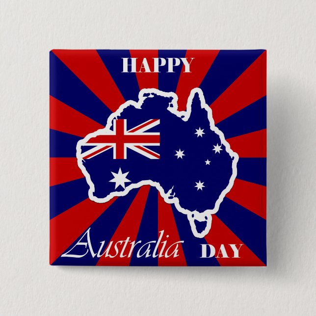 Happy Australia Day Australian Map Flag 15 Cm Square Badge (Front)