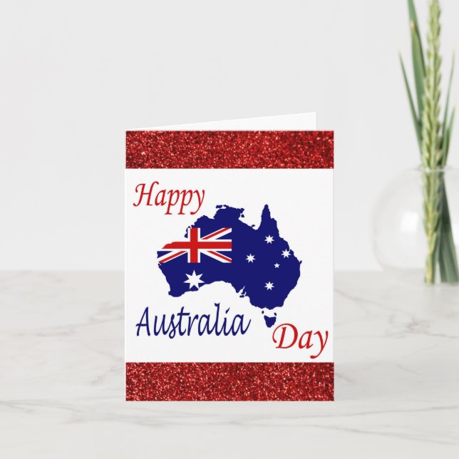 Happy Australia Day Australian Map Flag Card (Front)