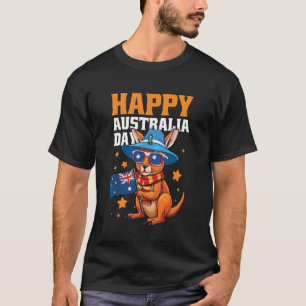 Happy Australia Day Funny Kangaroo Australian Flag T-Shirt