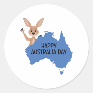 Happy Australia Day Kangaroo  Classic Round Sticker