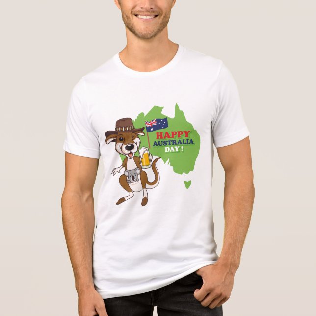 Happy Australia Day Kangaroo Koala Tri-Blend Shirt (Front)