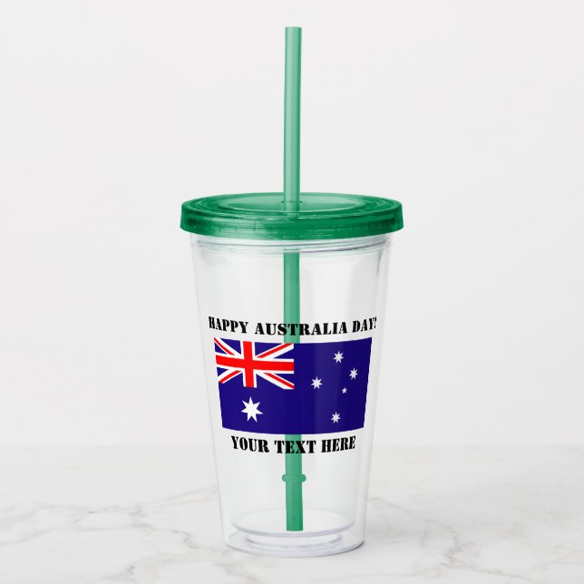 Happy Australia Day party supplies Australian flag Acrylic Tumbler (Front)