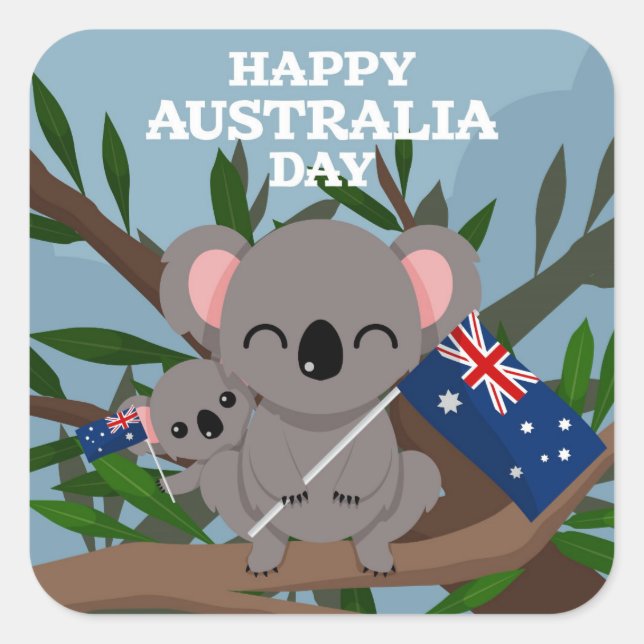 Happy Australia Day Square Sticker (Front)
