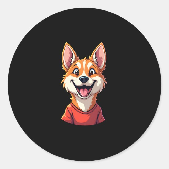 Happy Australian Cattle Dog Tank Top Classic Round Sticker (Front)