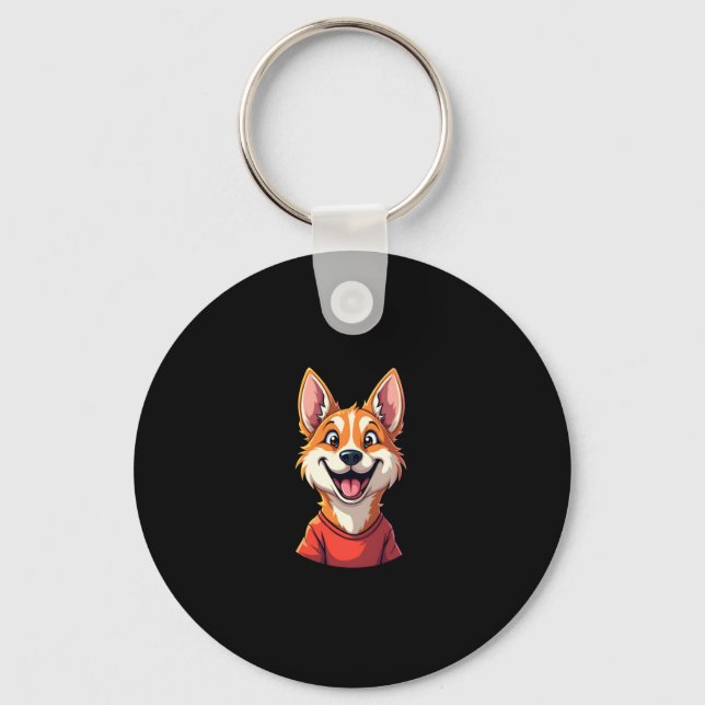 Happy Australian Cattle Dog Tank Top Key Ring (Front)