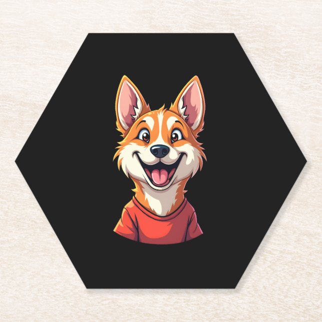 Happy Australian Cattle Dog Tank Top Paper Coaster (Front)